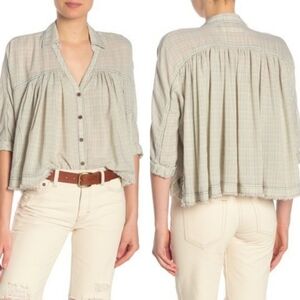 NWT Free People Rainbow Picnic Button Shirt